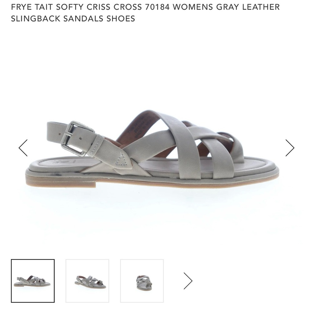 Frye Tait Softy Criss Cross Womens Gray Leather Slingback Sandals Shoes size 6.5